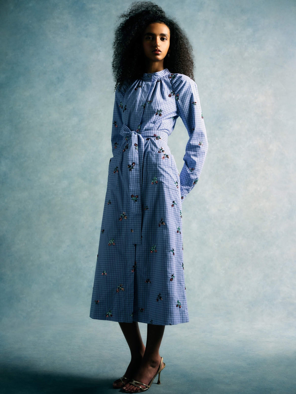 Gazania Sequin Embroidery Shirt Dress