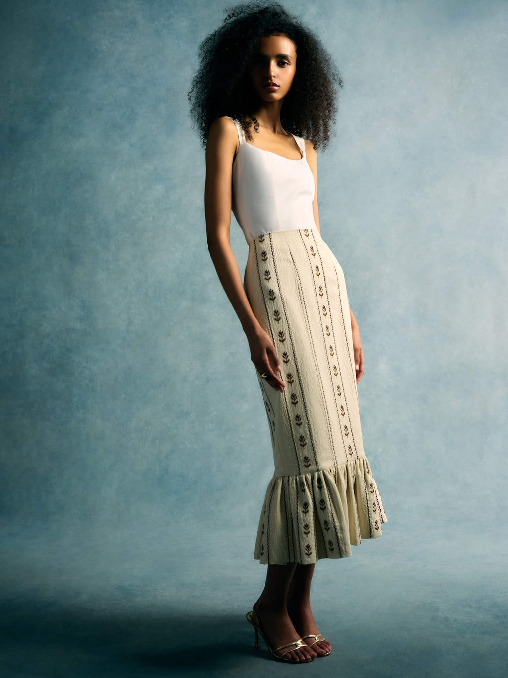 Suri Ivory Linen Skirt
