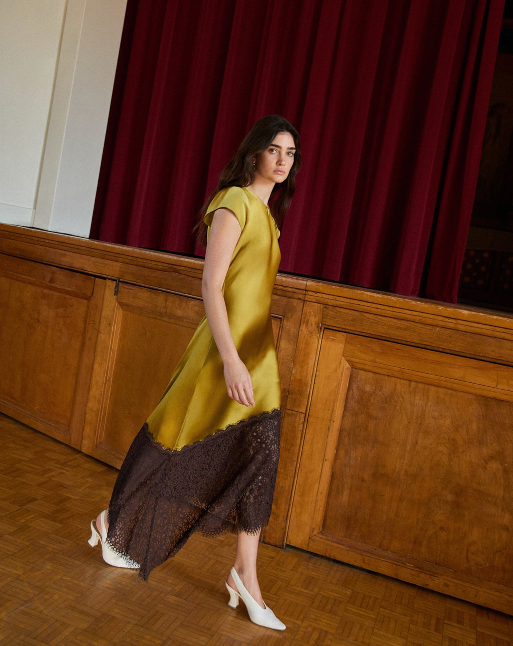 Violeta Lace Dress in Hazel/Dark Fig