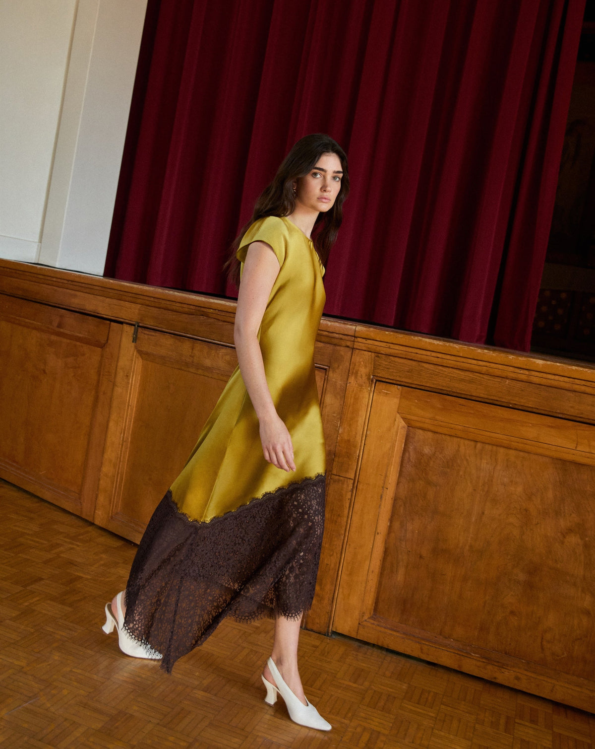 Violeta Lace Dress in Hazel/Dark Fig