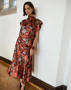 Beth Skirt in Deep Redwood Floral