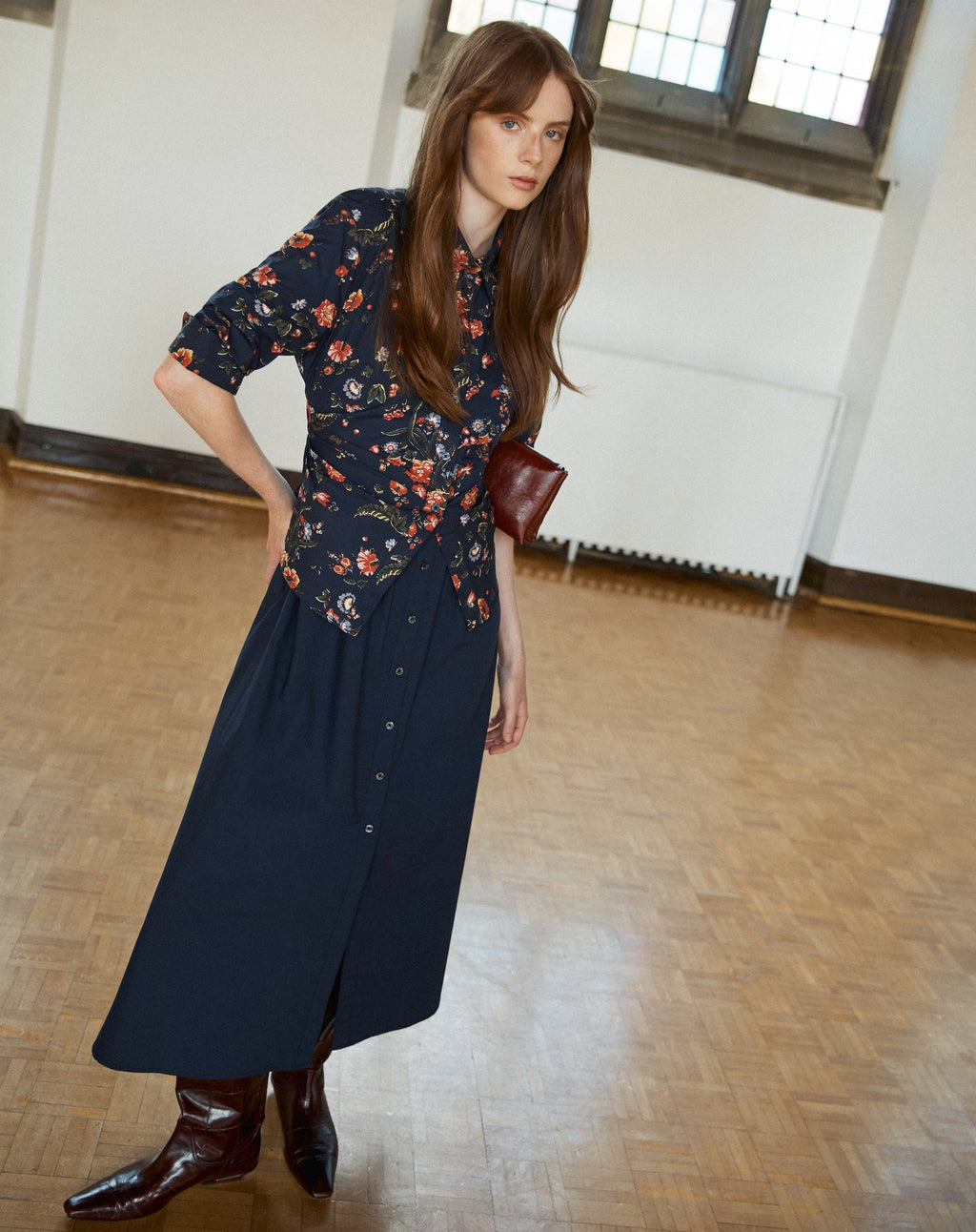 Long Sleeve Hannah Dress in Midnight Multi