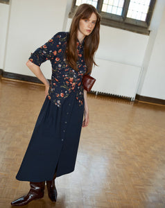 Long Sleeve Hannah Dress in Midnight Multi