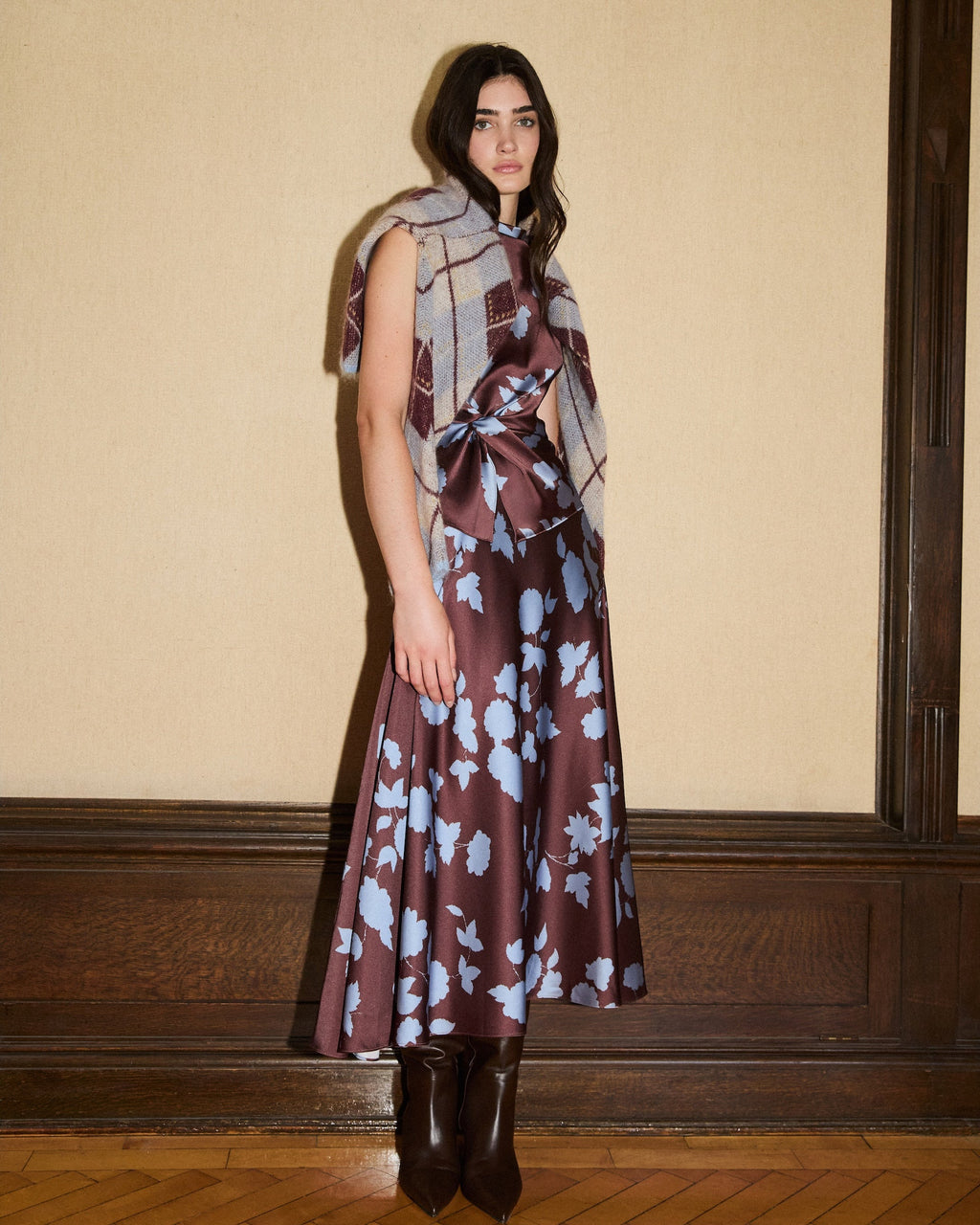 Beth Skirt in Deep Redwood/Shadow Blue