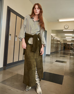 Suede/Leather Hudson Skirt in Army