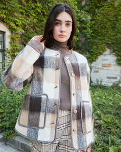 Janet Jacket in Pearl/Camel Plaid