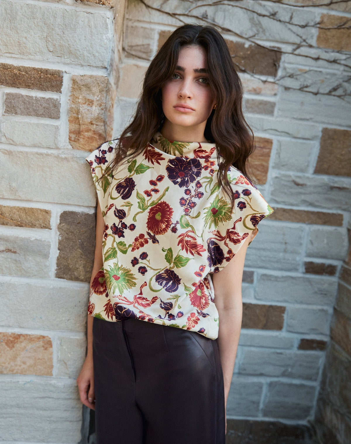 Adrien Top in Cream Multi Floral