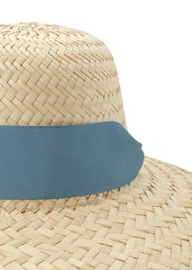 Daisy Sun Hat With French Blue Grosgrain Ribbon