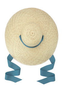 Daisy Sun Hat With French Blue Grosgrain Ribbon