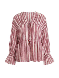 Isle Top x Styled By Claire in White Rosette Stripe