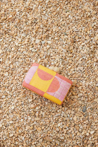 Faye Embroidered Straw Clutch Bag in Pink Multi