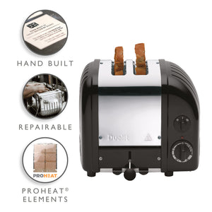 2 Slot Classic Toaster in Matte Black