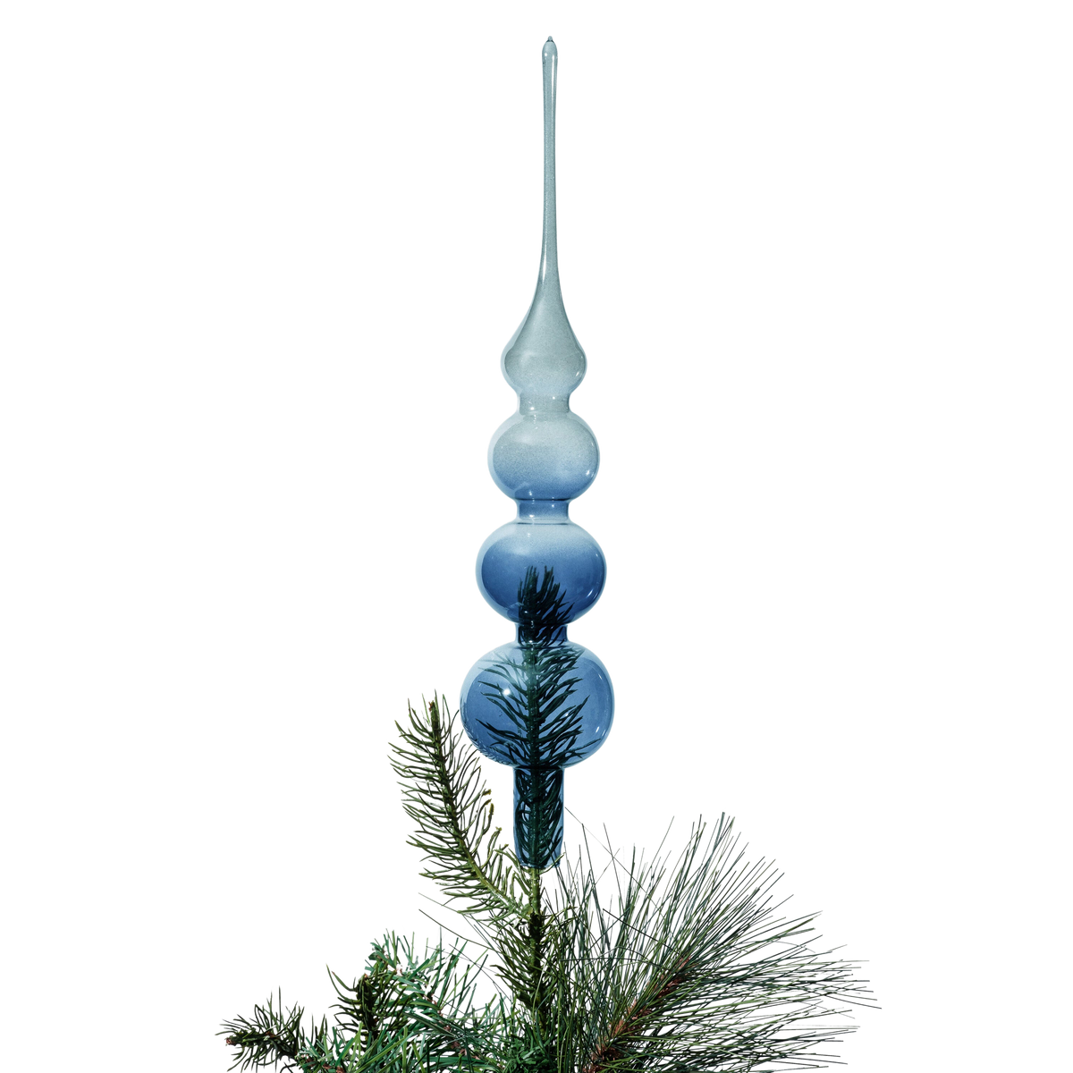 Glass Bubble Tree Topper in Navy and Grey