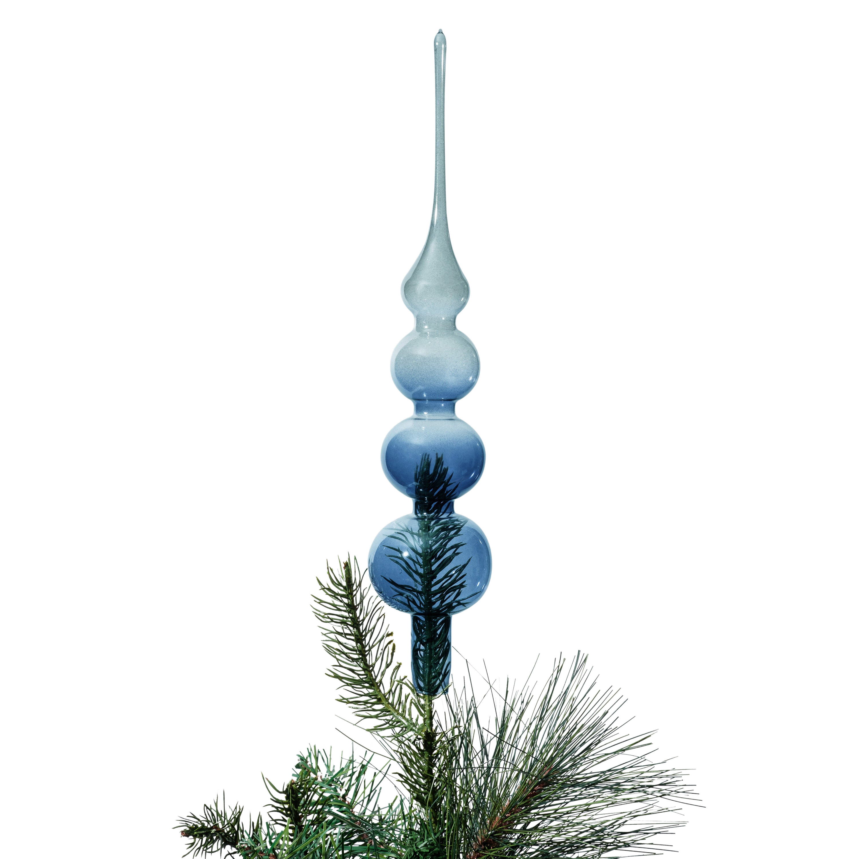 Glass Bubble Tree Topper in Navy and Grey