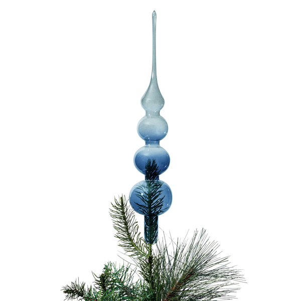 Glass Bubble Tree Topper in Navy and Grey | Over The Moon