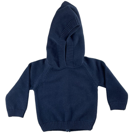Zip Back Hoodie with Raglan Sleeve in Navy