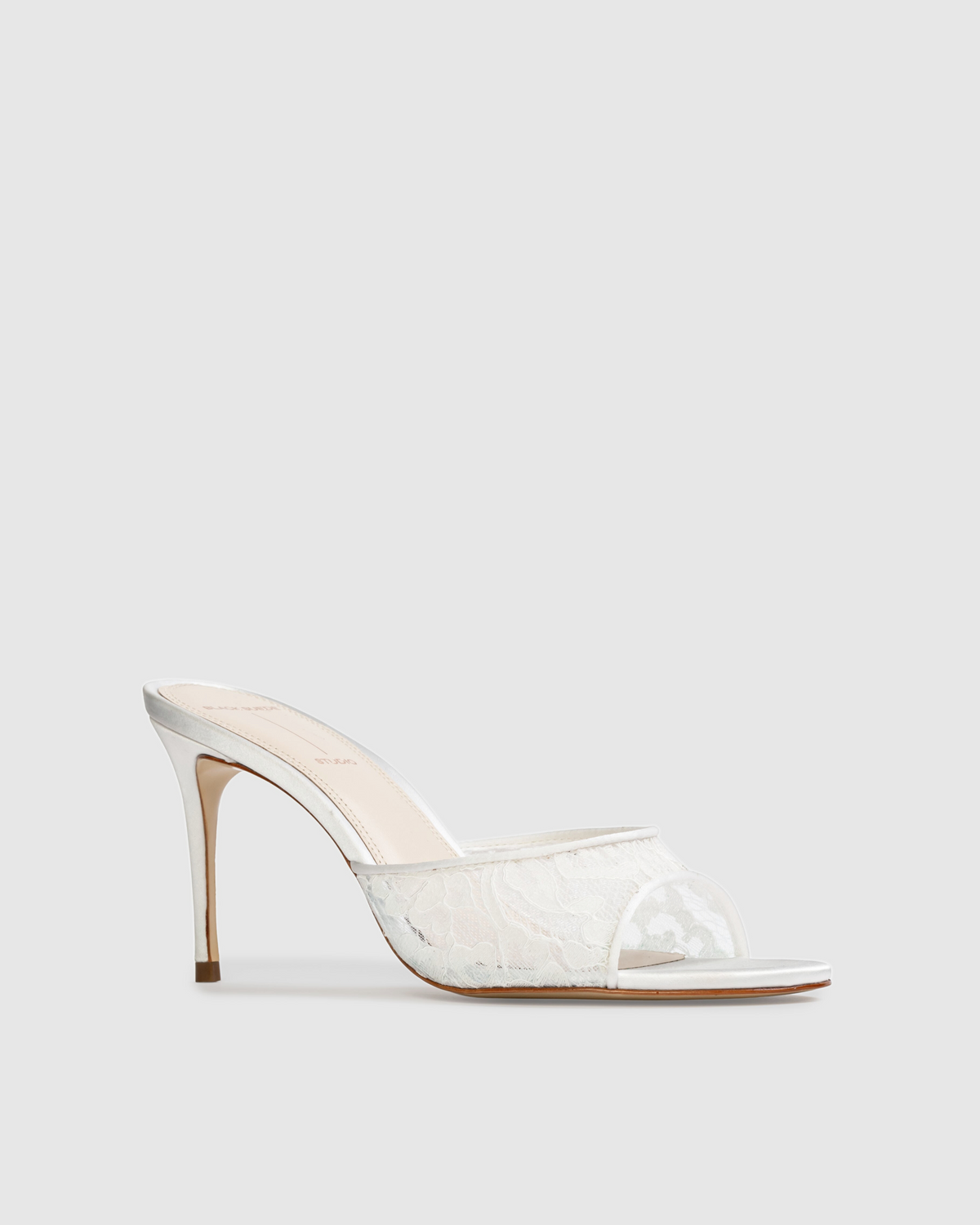 Celeste 80 Mule in White Lace