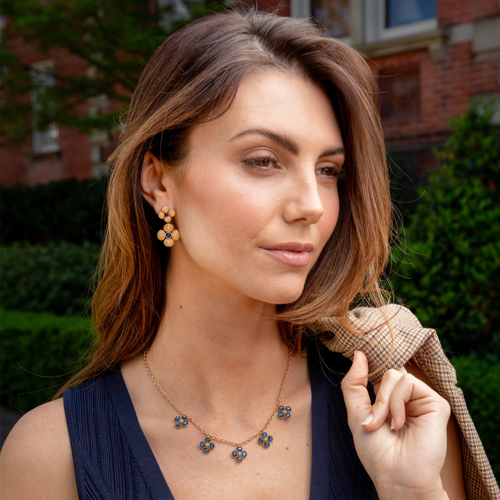 Berry Clover Convertible Duo Earrings in Blue Labradorite