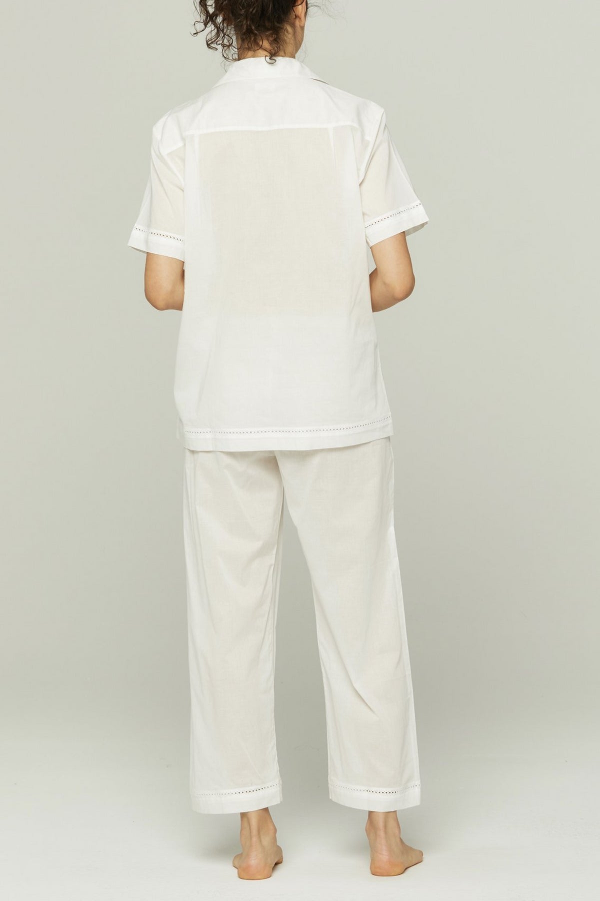 Short Sleeve Cropped Pant PJ Set in White