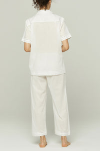 Short Sleeve Cropped Pant PJ Set in White