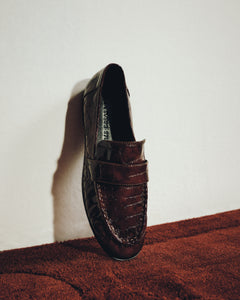 Arrow Loafer in Cinnamon Croc Patent Leather
