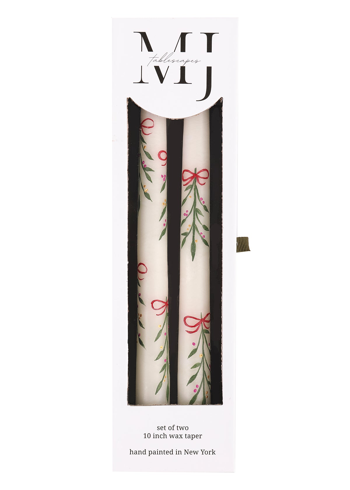Berry Kissed Mistletoe Taper Candles, Set of 2