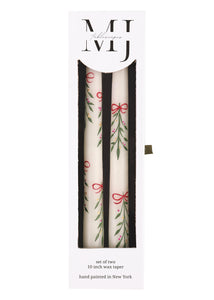 Berry Kissed Mistletoe Taper Candles, Set of 2