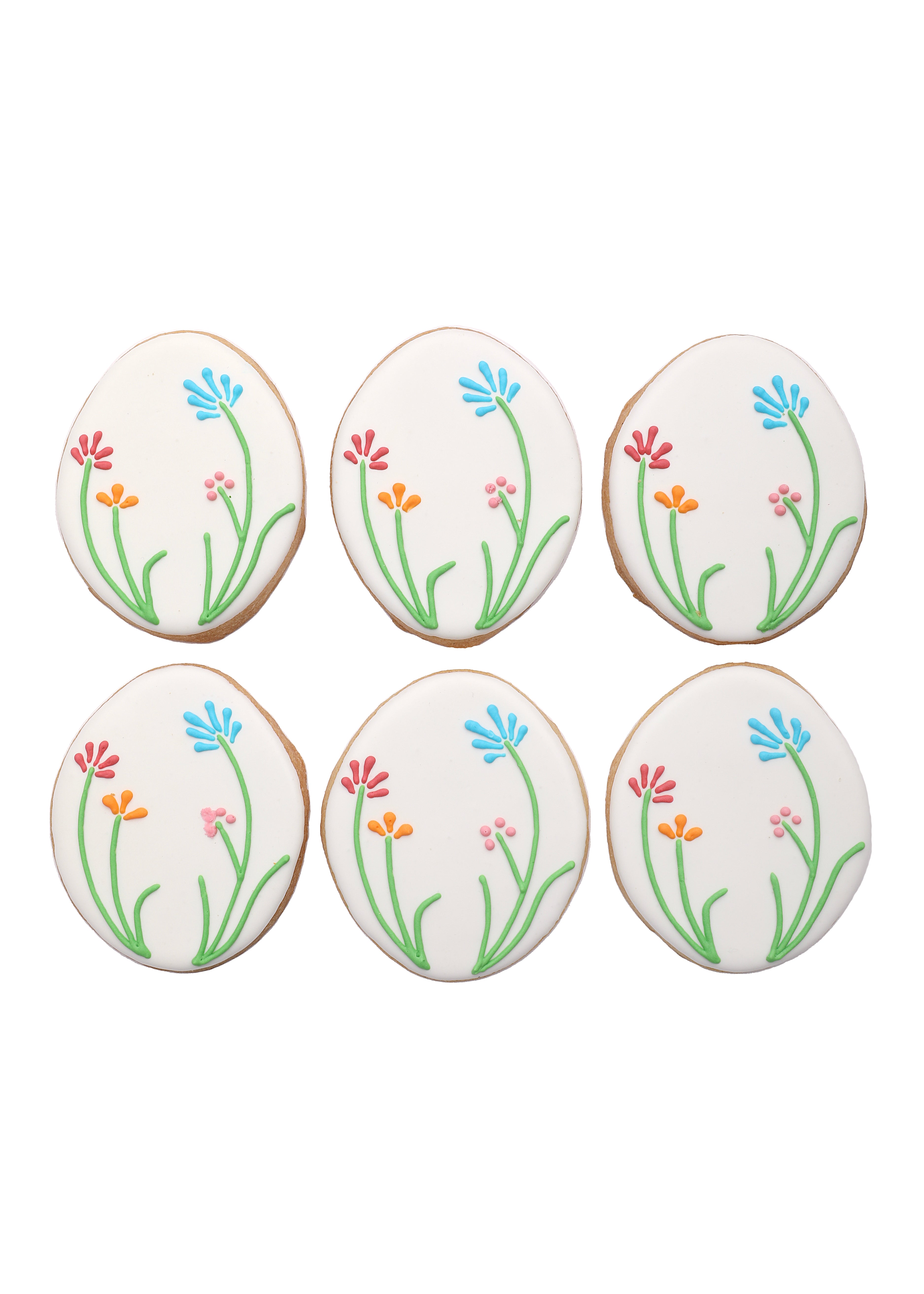 Floral Easter Egg Cookies, Set of 6