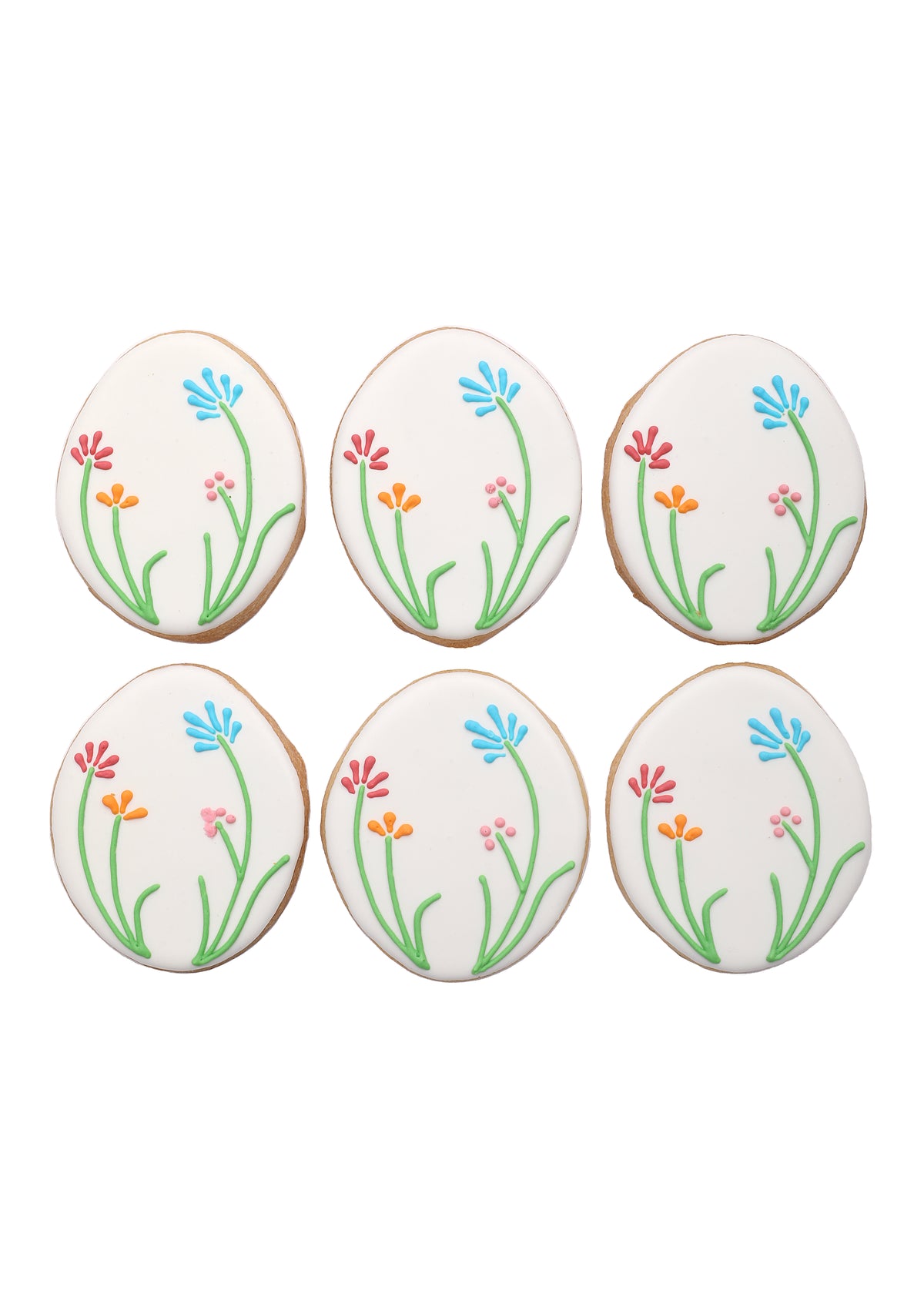 Floral Easter Egg Cookies, Set of 6