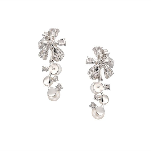 Pearl Snow Rose Earrings
