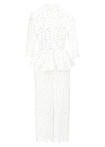Dahlia Dress in White Guipure Lace