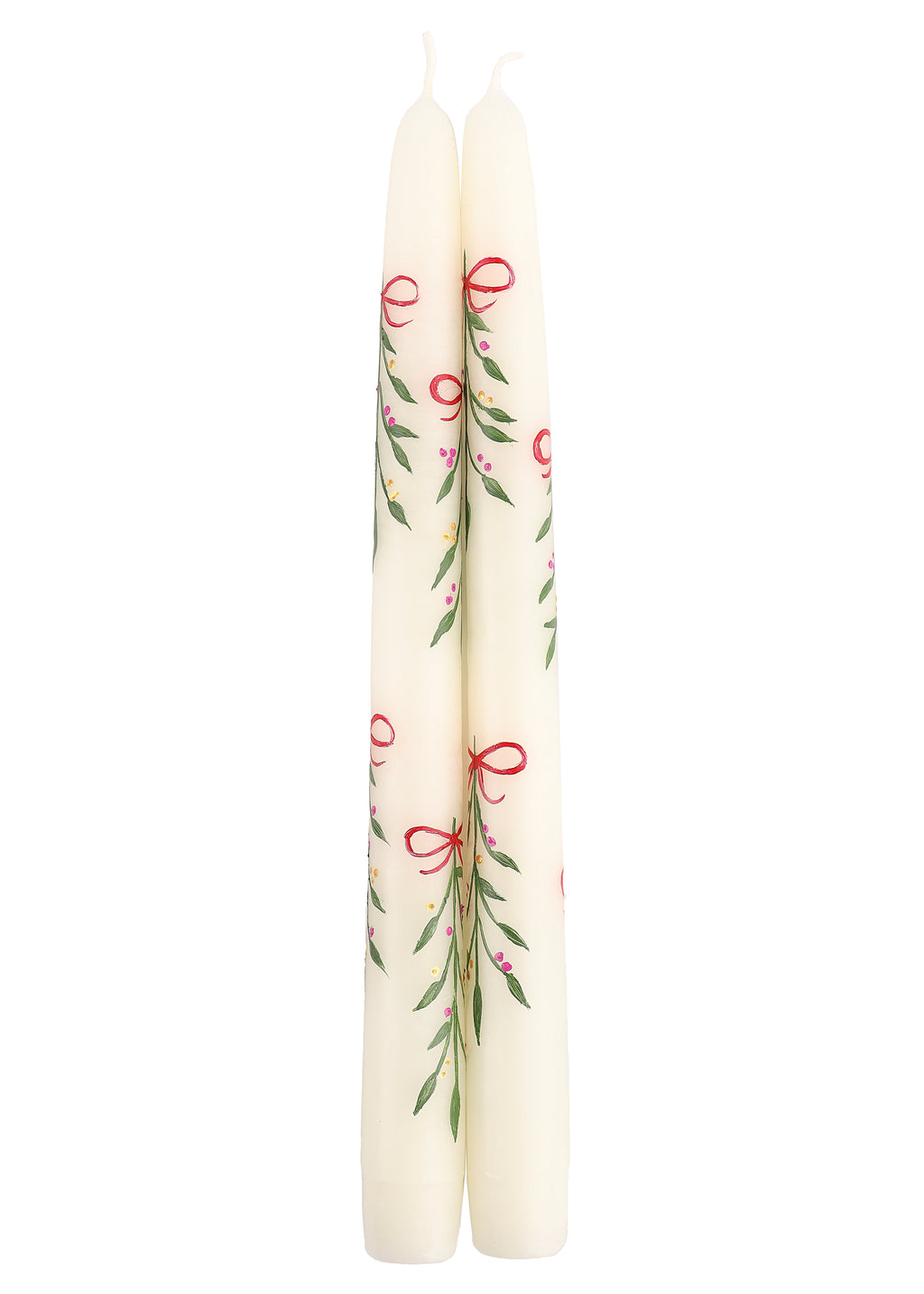 Berry Kissed Mistletoe Taper Candles, Set of 2