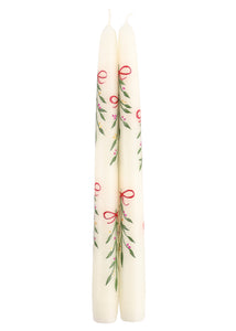 Berry Kissed Mistletoe Taper Candles, Set of 2