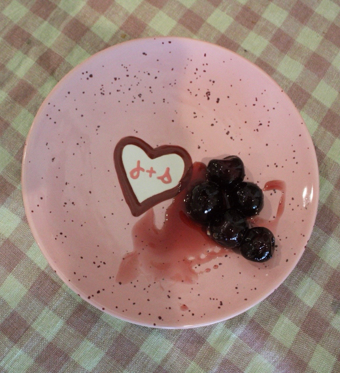 Hand-painted Custom Heart Initial Tiny Plates, Set of 4
