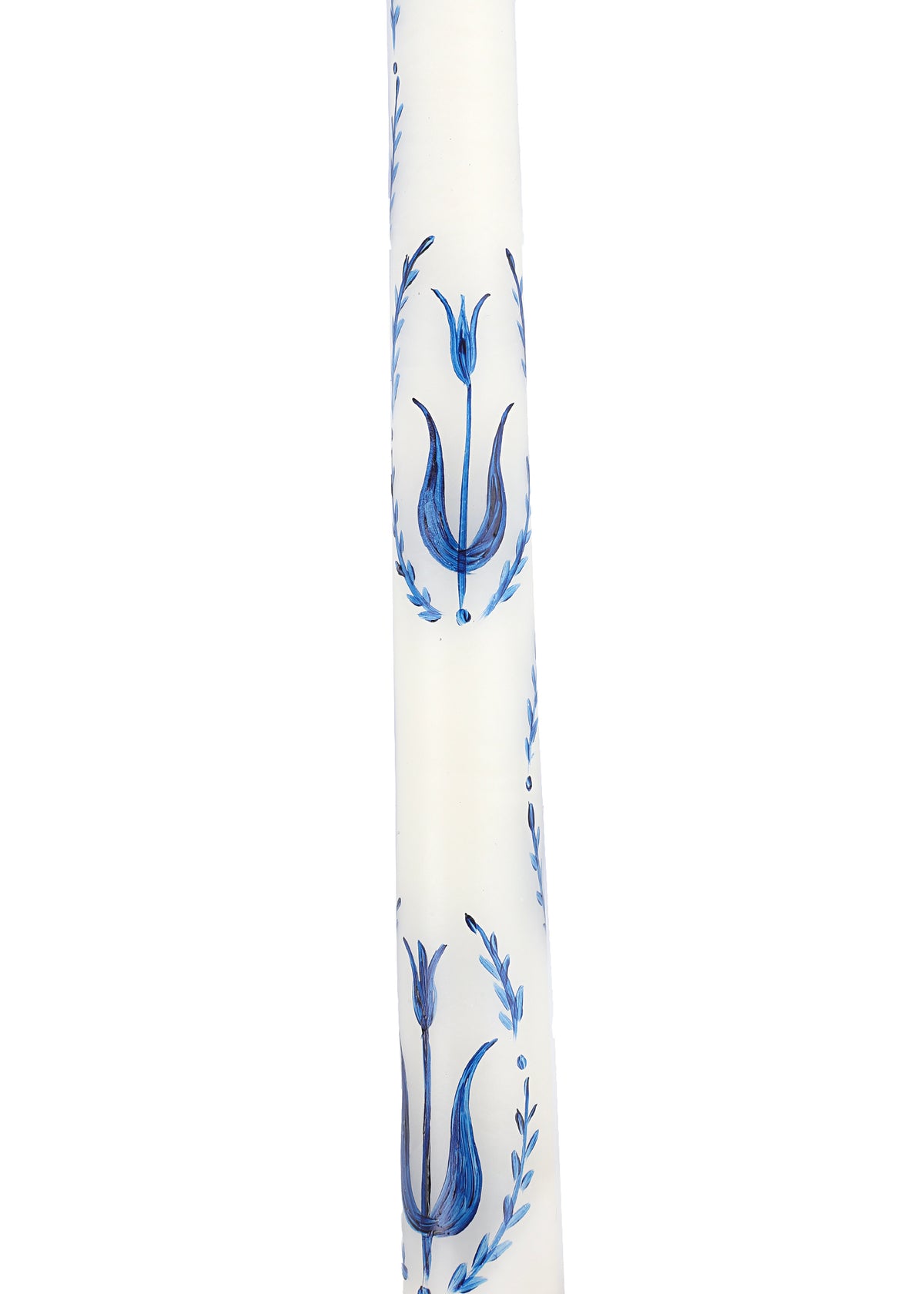 Blue and White Tulip Taper Candles Set of Two