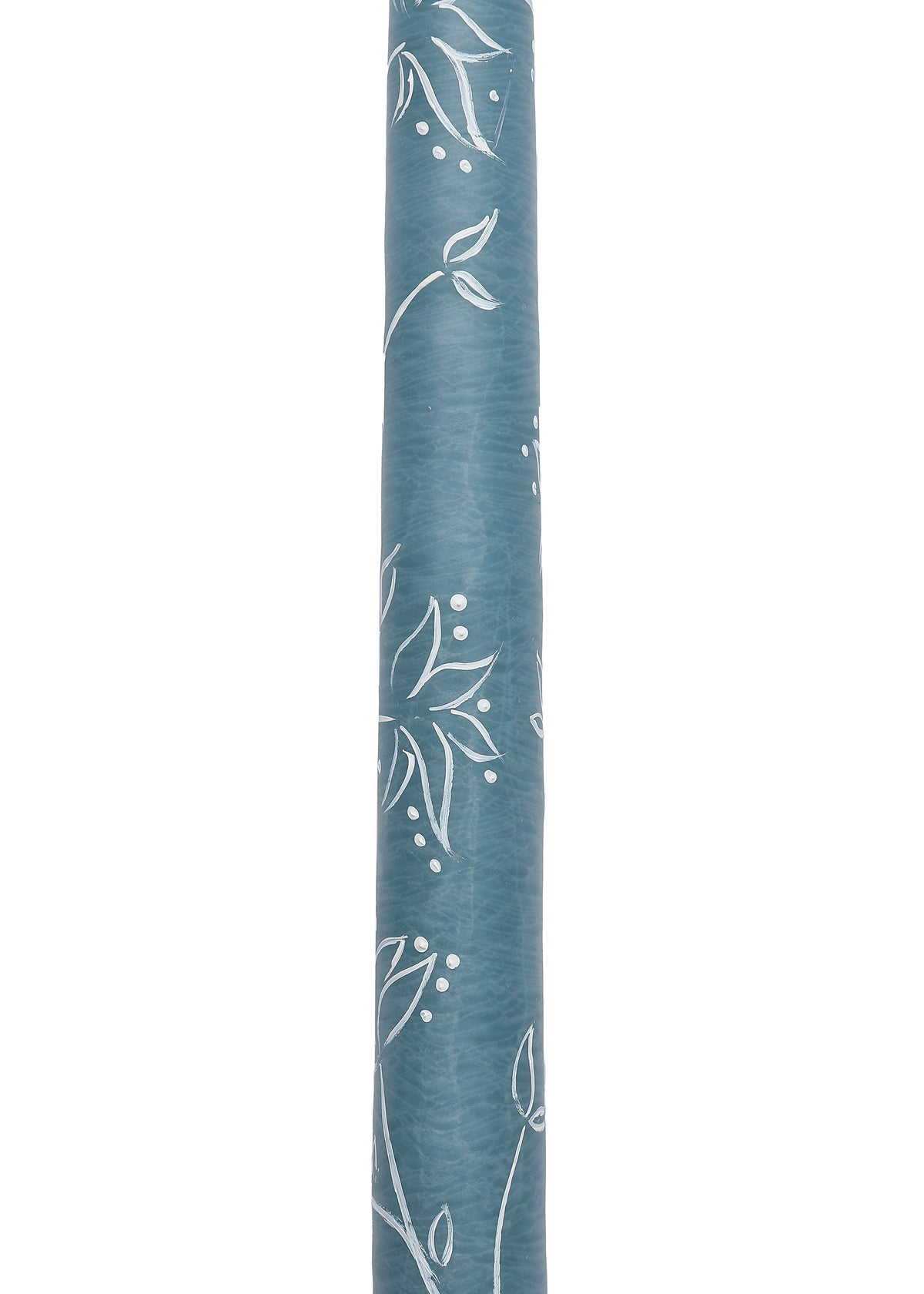 Blue Abstract Floral Hand-Painted Taper Candles, Set of Two