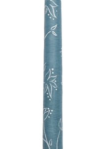 Blue Abstract Floral Hand-Painted Taper Candles, Set of Two
