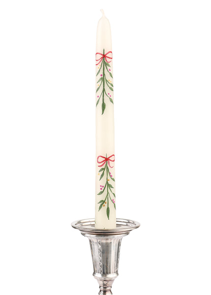 Berry Kissed Mistletoe Taper Candles, Set of 2