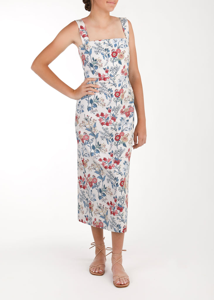 Long Slip Dress in Antique Floral M