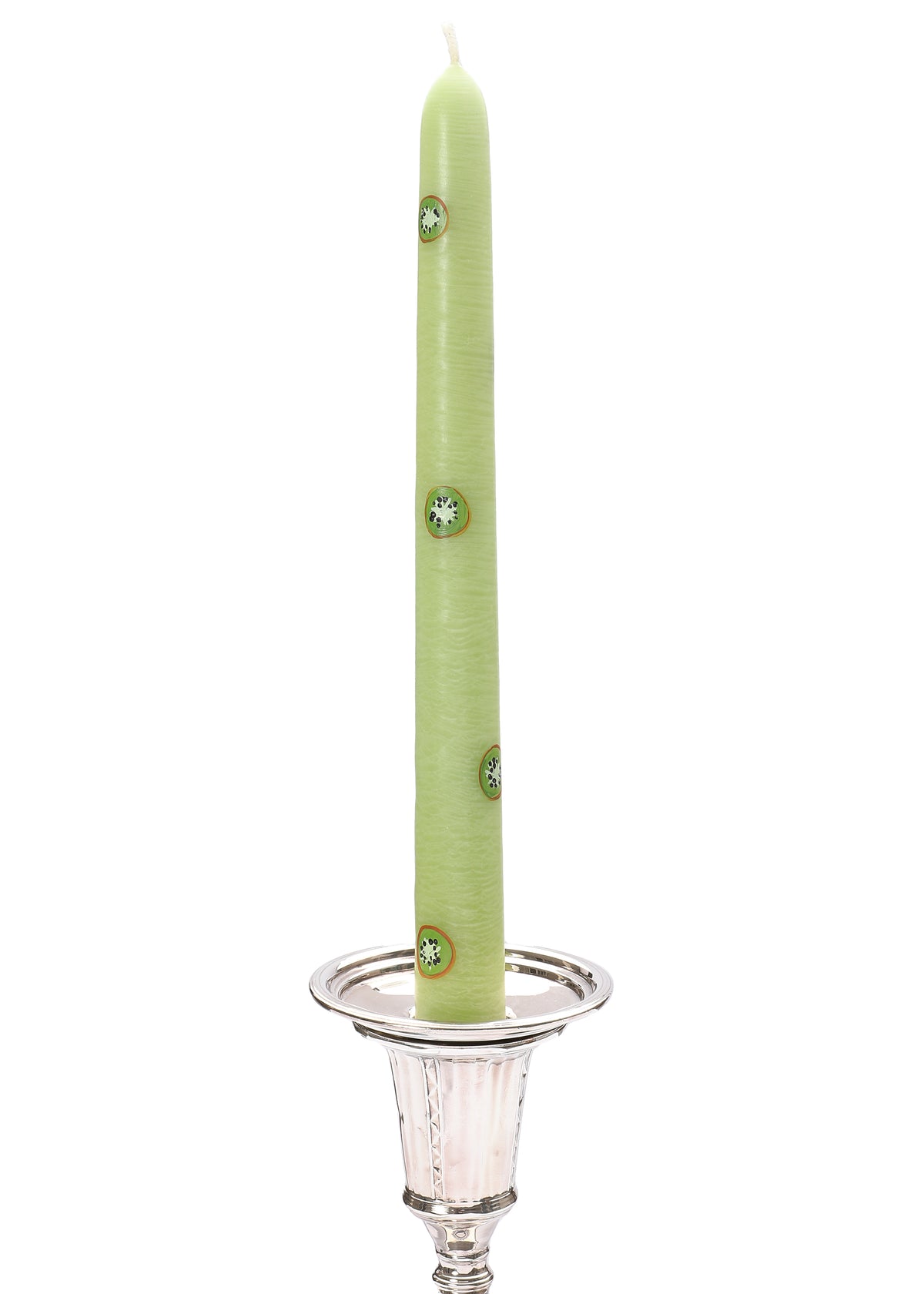 Green Kiwi Hand-Painted Taper Candles, Set of Two