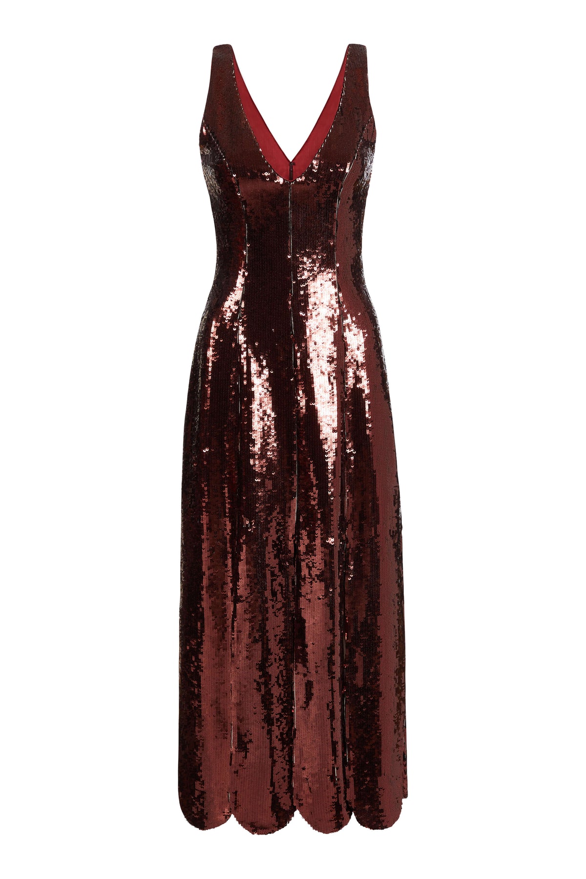 Brandy Maroon Paillette Midi Dress