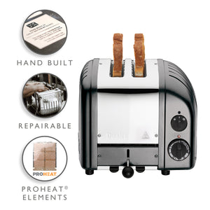 2 Slot Classic Toaster in Metallic Charcoal