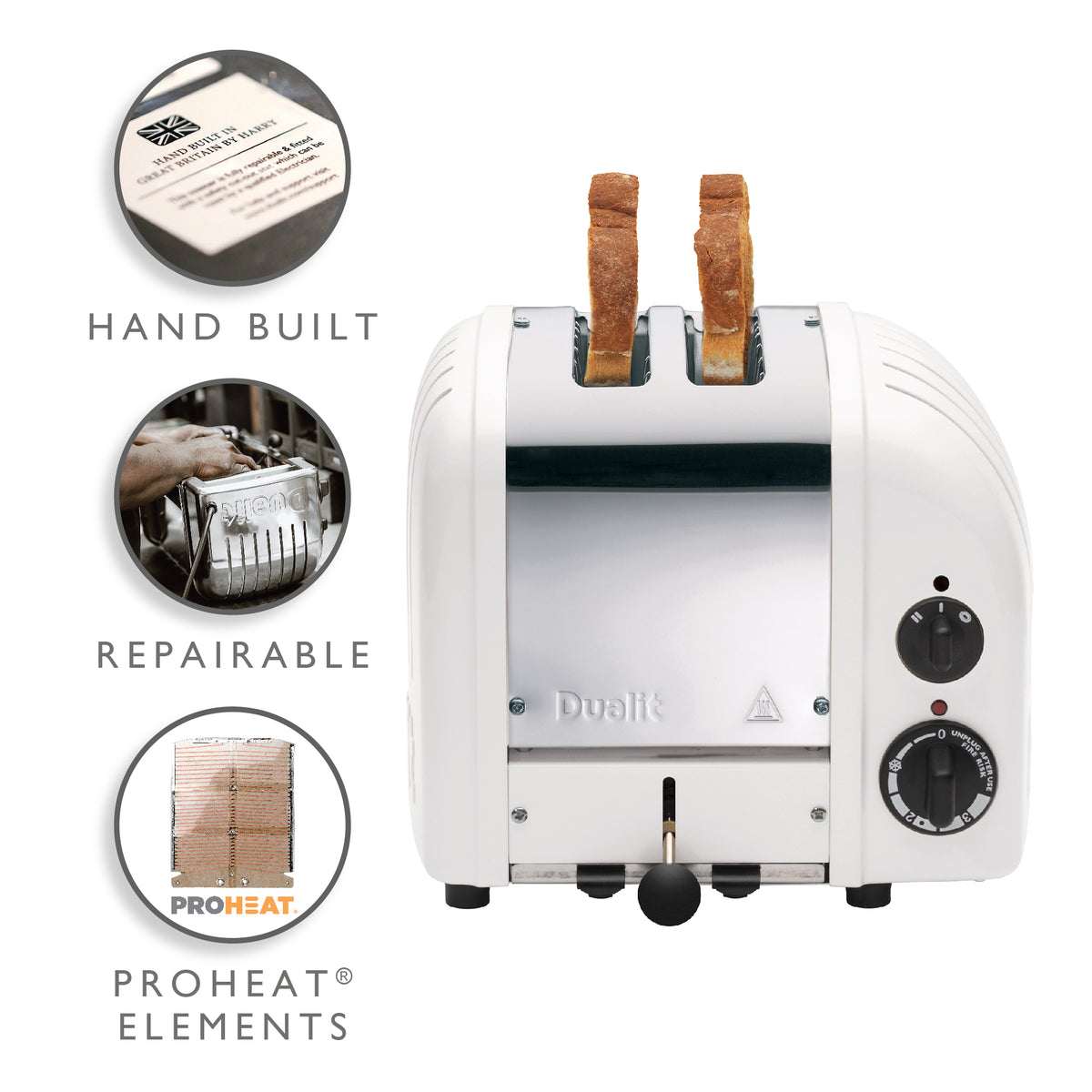 2 Slot Classic Toaster in White