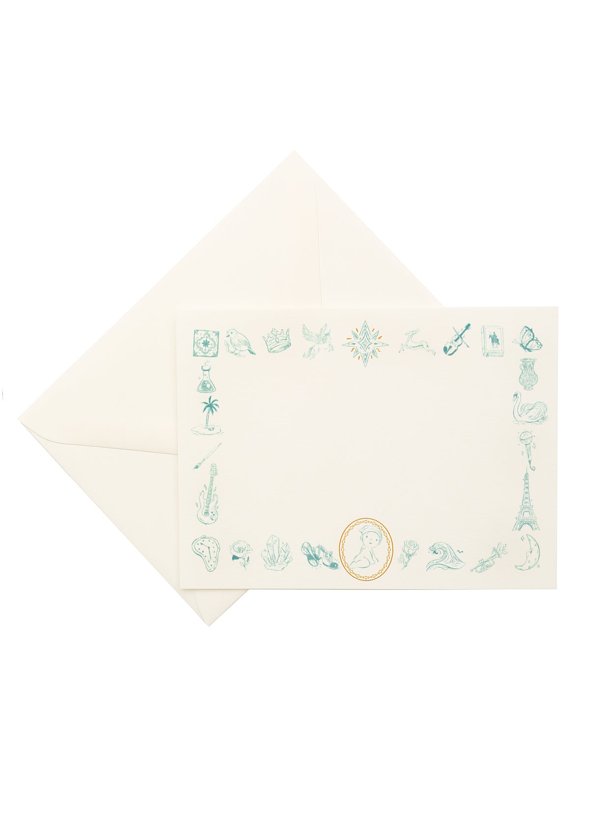Stationery Card Set with Book in Blue