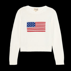 American Flag Fashion Crewneck Sweater in Ivory