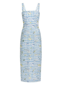Long Slip Dress in Blue Fishing Net