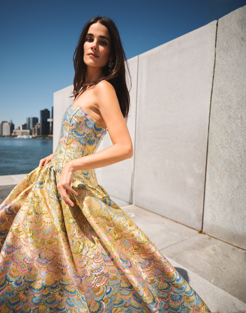 Nereida Dropwaist Gown in Gilded Marble