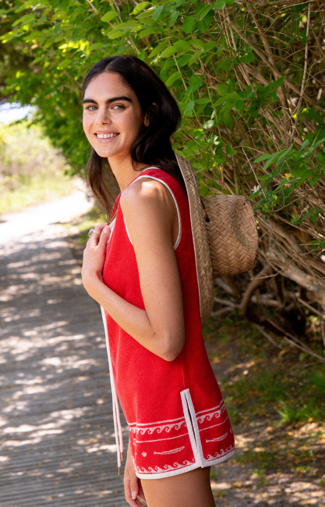 Cody Tunic in Red Ivory Fish