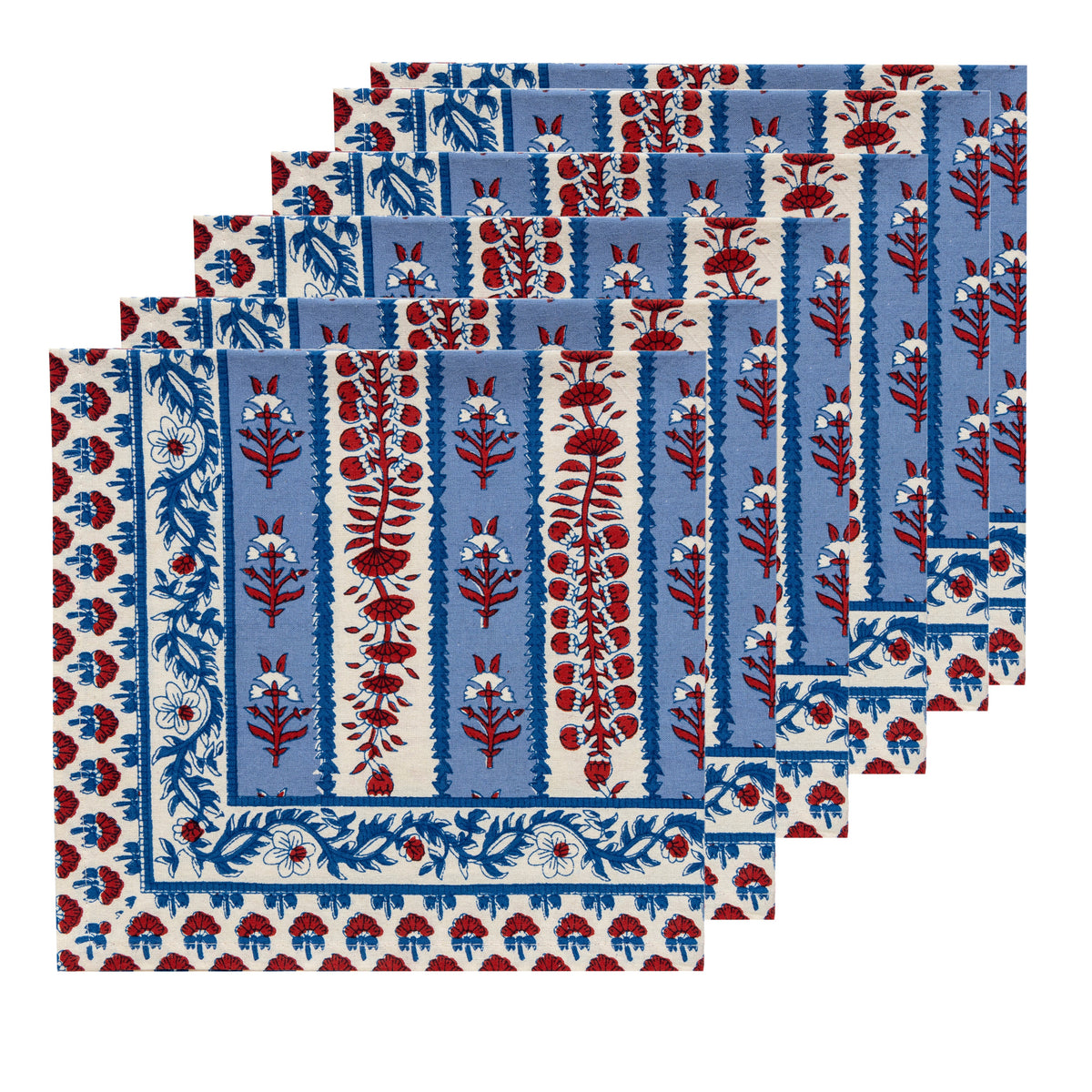 Avignon Napkins Red & Blue, Set of 6