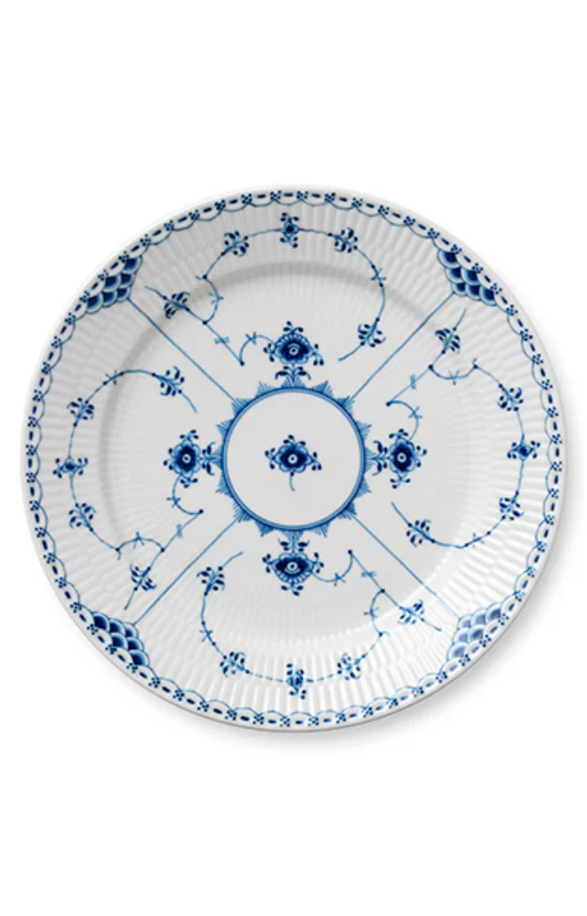 Blue Fluted Half Lace Dinner Plate 10.75"